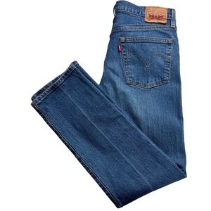 Levis 501 Blue Jean Women waist 32 Medium Wash High Rise Straight Leg distressed